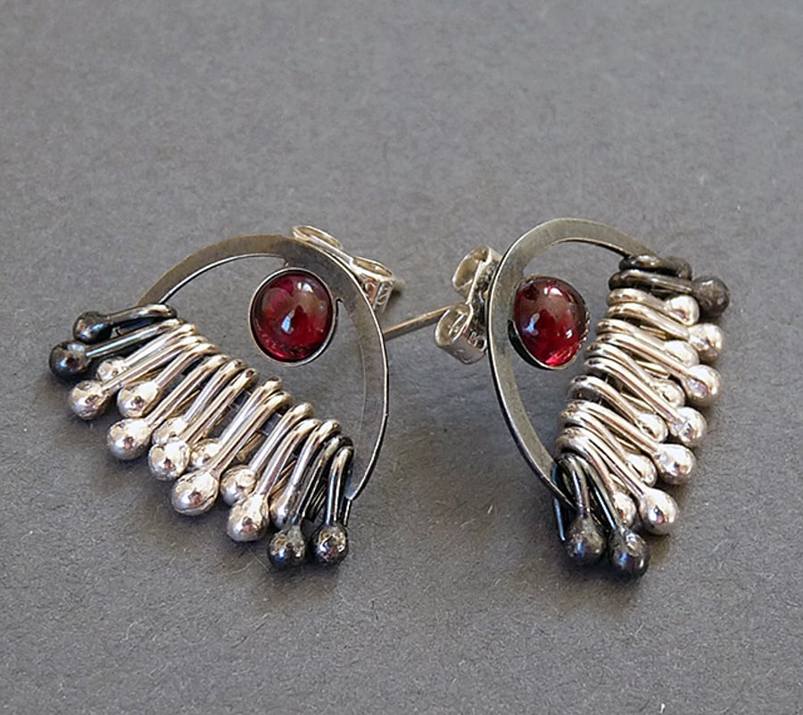 Sterling Silver Studs with Garnet, S4