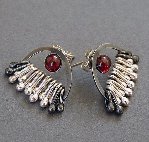 Sterling Silver Studs with Garnet, S4