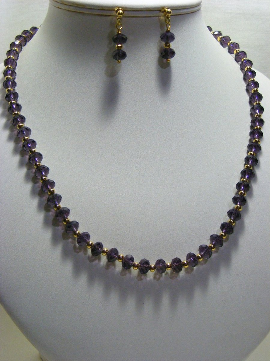 Purple Crystal Jewellery Set