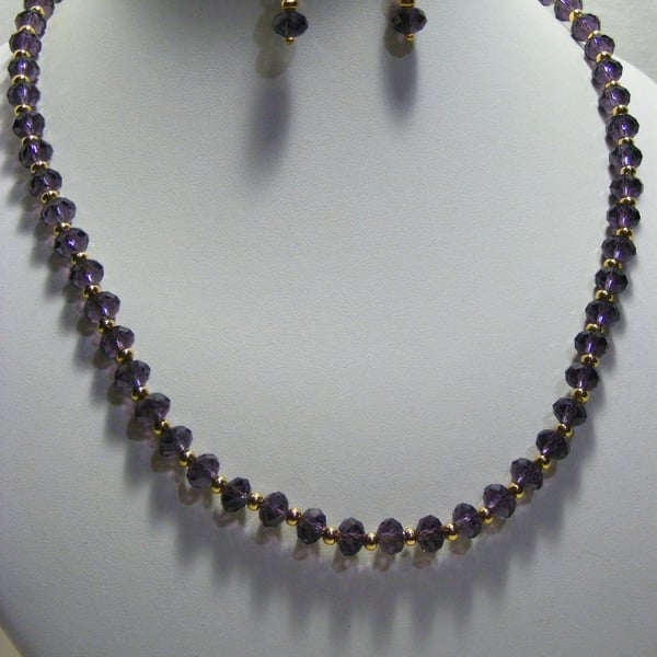 Purple Crystal Jewellery Set
