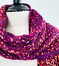 Handmade Silk and Merino Wool Scarf in Vibrant Purple, Pinks and Reds - Image 4