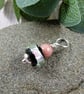 Black Rose Glass Bead Pendant, Sterling Silver & Rhodonite - Chain is Optional