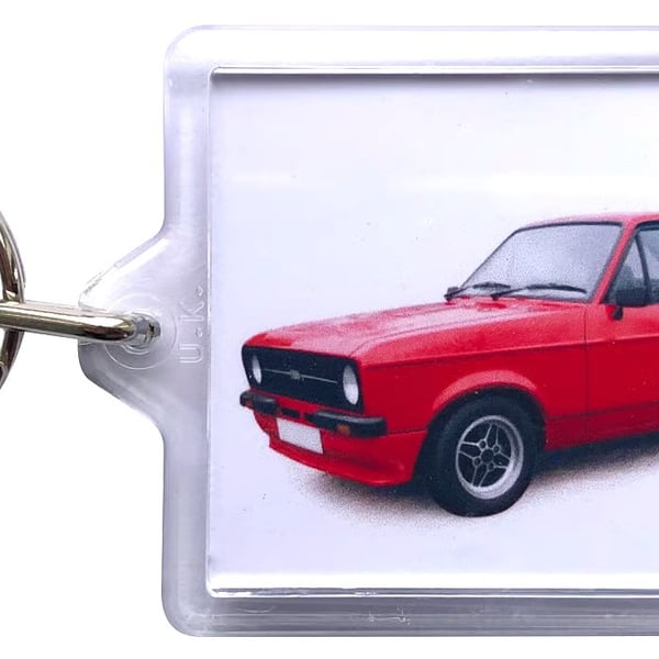 Ford Escort Mk2 Sport 1980 (Red) - Keyring either 50x35mm or 70x45mm Insert