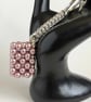 Pink Rectangle Crystal Pearl Handbag Charm, with a Chainmaille Chain and Keyring - Image 9