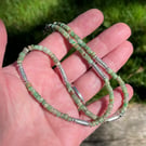 Chrysoprase and silver bead necklace