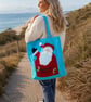 Jolly Santa Christmas Patchwork Tote Bag Large Festive Shopping Bag Gift 