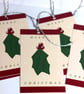 9 Handmade christmas gift tags 'Berries & Holly', gift wrapping accessory - Image 2