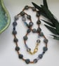 'Sea Whispers' teal, blue and bronze glass beaded necklace 