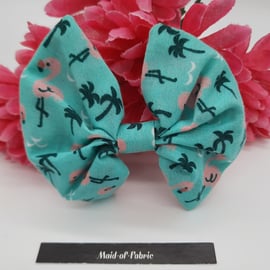 Hair bow slide clip in flamingo fabric. 3 for 2 offer.   