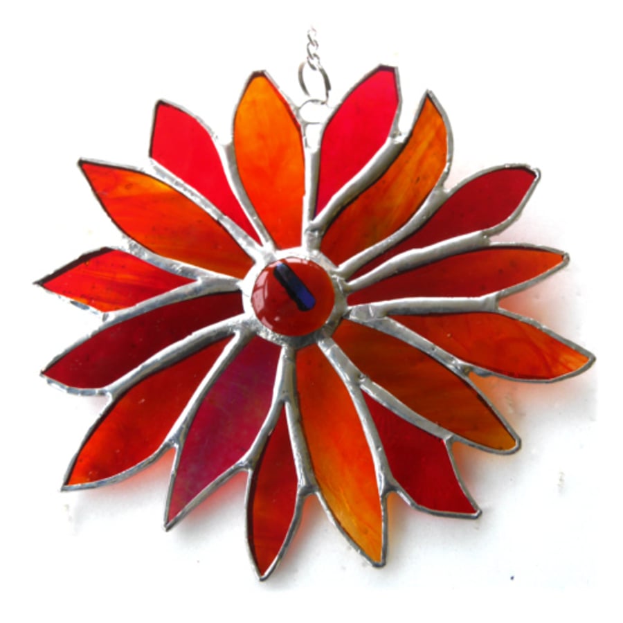 SOLD Sunset Flower Stained Glass Suncatcher Handmade 001 
