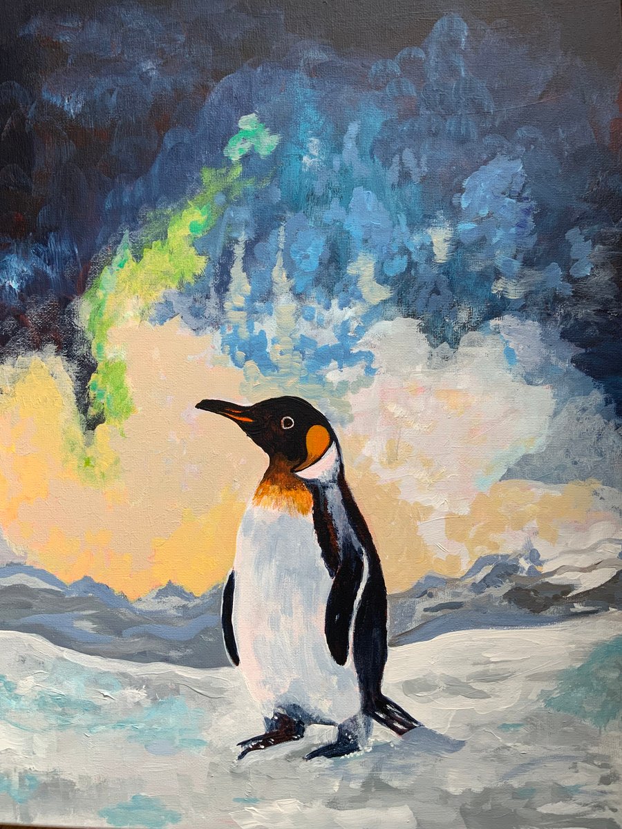 “The Silent Sentinel” - A lone penguin stands watch over the frozen landscape 