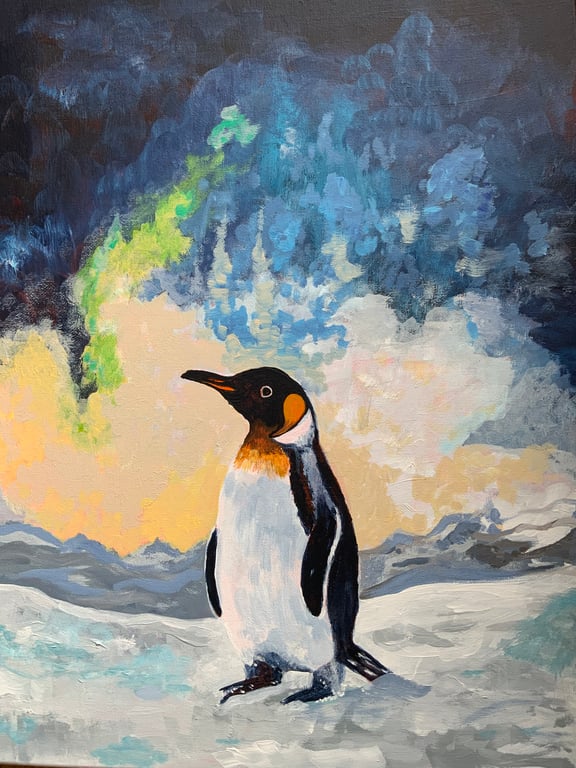 “The Silent Sentinel” - A lone penguin stands watch over the frozen landscape 