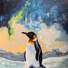 “The Silent Sentinel” - A lone penguin stands watch over the frozen landscape 