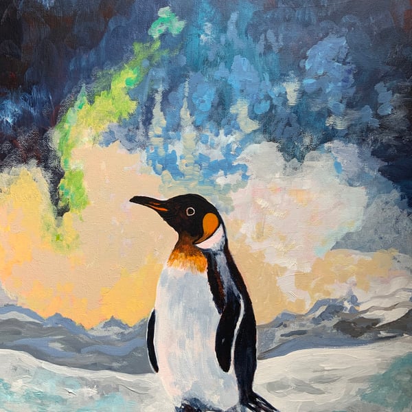 “The Silent Sentinel” - A lone penguin stands watch over the frozen landscape 