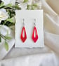 Marbled Red Teardrop Earrings - Laser Cut Acrylic Drops