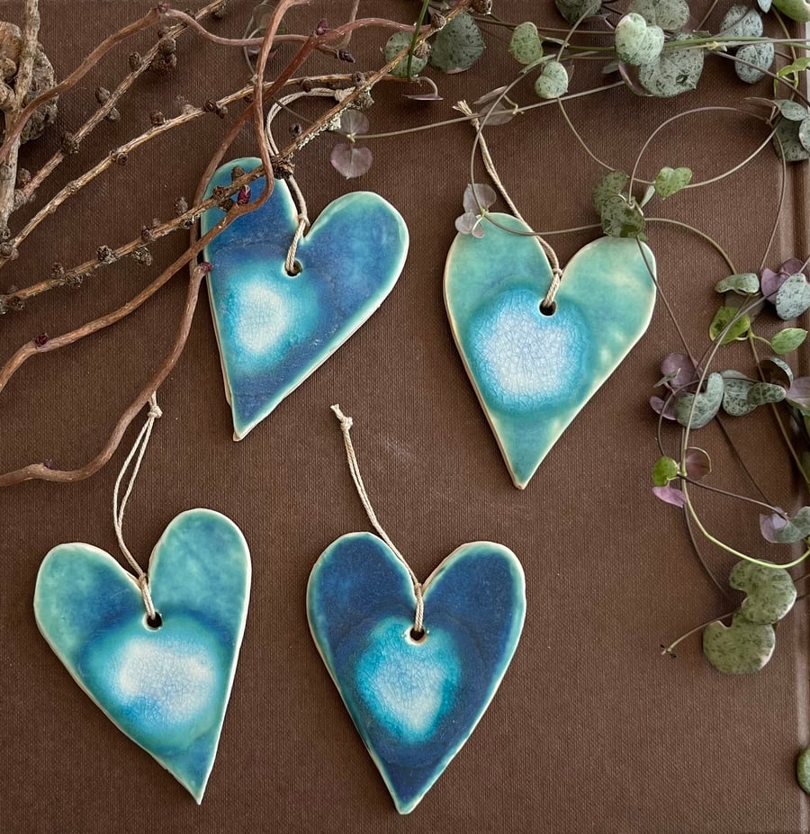 A Ceramic handmade small hanging heart - 101 Skyline - Summer Studio Sale 