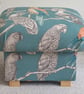 Storage Footstool Aviary Lagoon Fabric Birds Parrots Green Pouffe Botanical  - Image 2