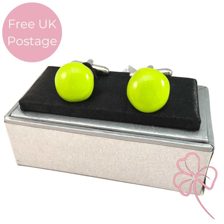 Spring Green Fused Glass Cuff Links