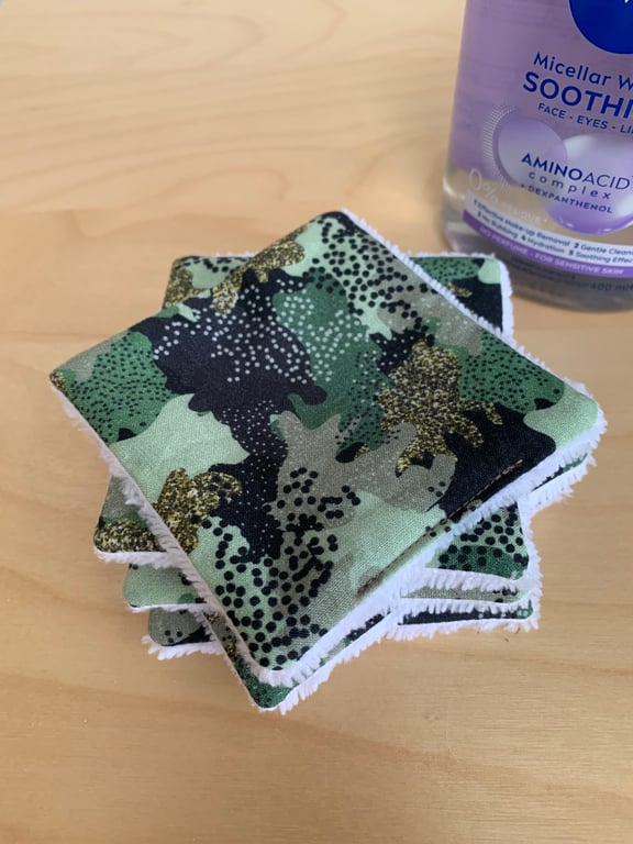 Camouflage Print Fabric Reusable Makeup Remover Wipes