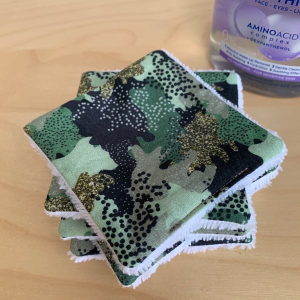 Camouflage Print Fabric Reusable Makeup Remover Wipes