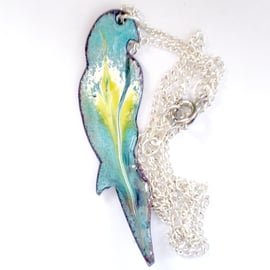 white and yellow over turquoise parrot pendant