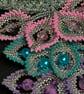Colourful Seed Bead and Crystal handmade Necklace - leaf pattern Fall - Image 2