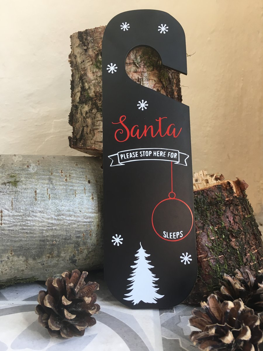 Christmas Countdown, Santa stop here, Chalkboard, personalised door hanger