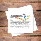 Electrician Definition Card - Funny birthday, thank you, good luck, personalised