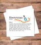 Electrician Definition Card - Funny birthday, thank you, good luck, personalised - Image 1
