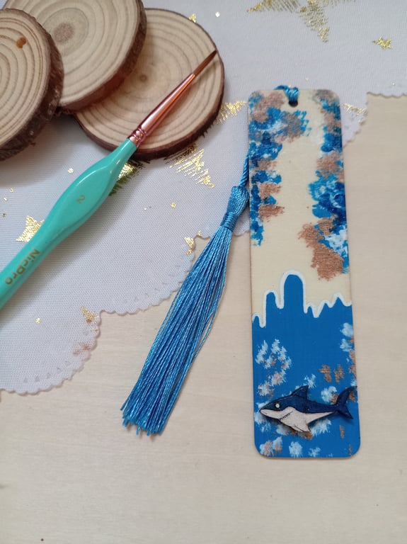 Wooden shark bookmark