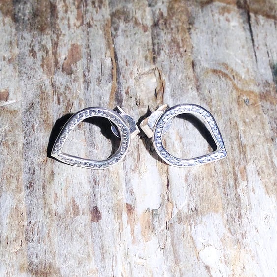 Sterling Silver Inverted Teardrop Stud Earrings (ERSSSTTD1) - UK Free Post
