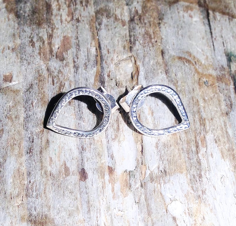 Sterling Silver Inverted Teardrop Stud Earrings (ERSSSTTD1) - UK Free Post