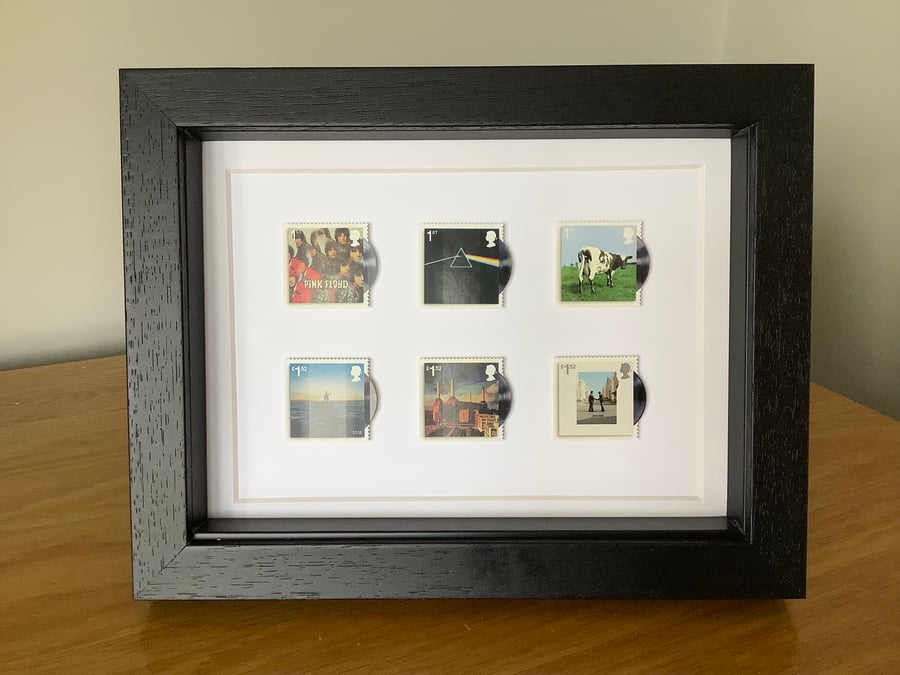 Pink Floyd iconic albums framed postage stamps