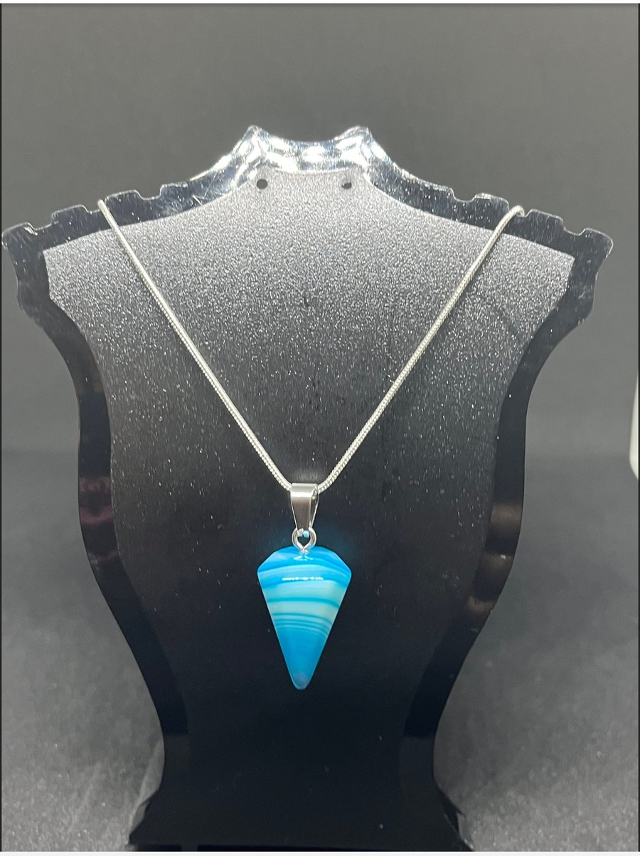 Stripped Cone shaped stone pendant 