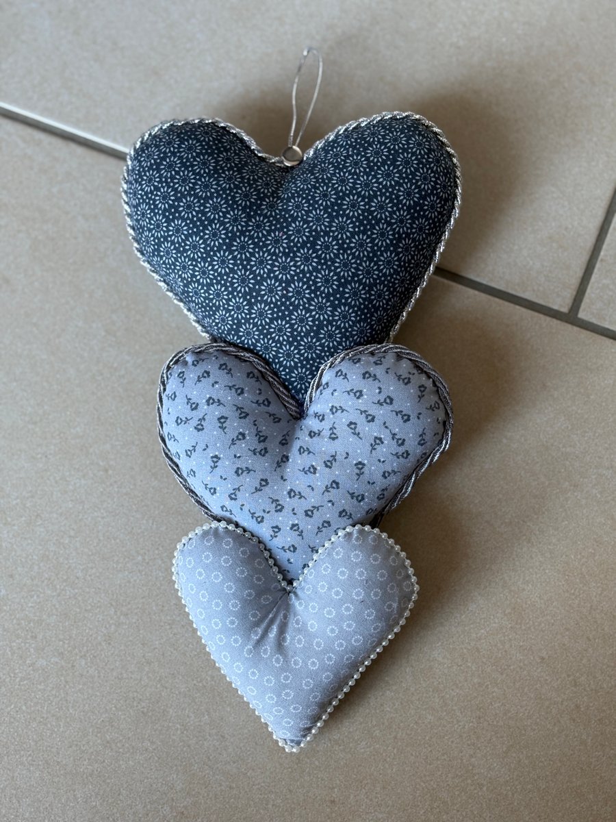 Grey Fabric Love Heart Wreath