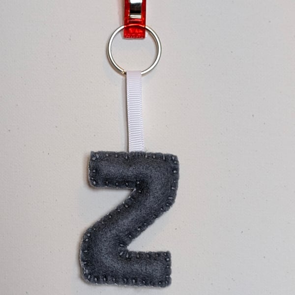 Handmade felt alphabet letter keyring Z