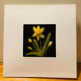 Daffodil needle felted card