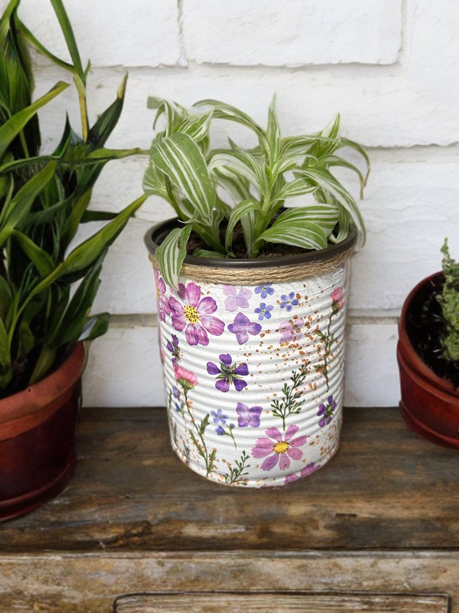 Vibrant Lilac Meadow Handmade Eco Friendly Indoor house planter 