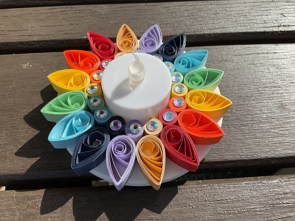 Gold At The End Of The Rainbow Quilled Tea Light Holder