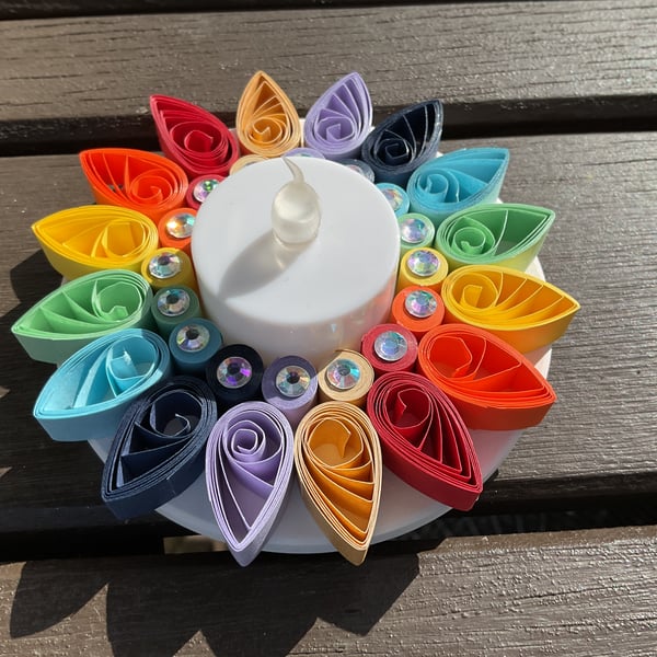 Gold At The End Of The Rainbow Quilled Tea Light Holder