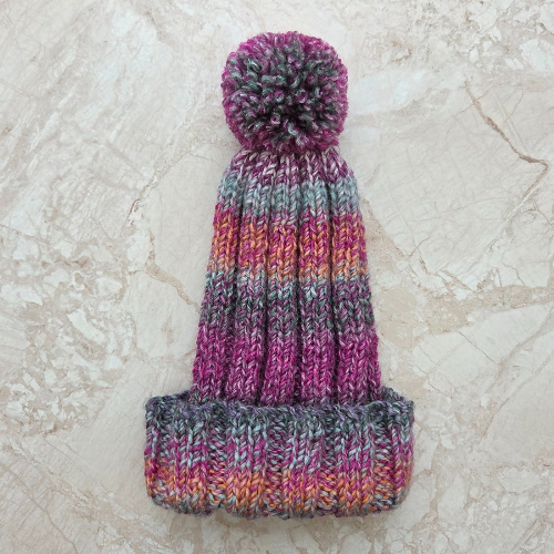 Hand kitted adult multicoloured bobble hat