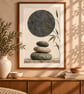 Stacked Stones Wall Art - Japandi Zen Print (Physical Print)