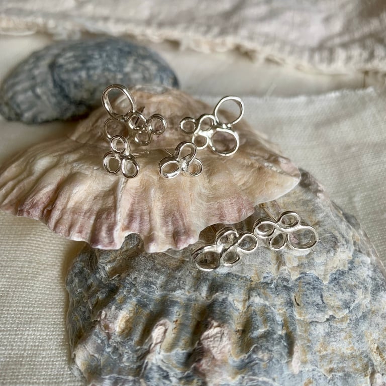 Sea Foam Bubbly Silver Stud Earrings