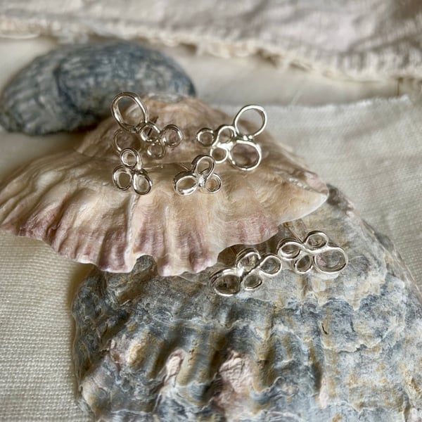 Sea Foam Bubbly Silver Stud Earrings