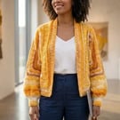 Handmade Imperial Ridge Hexagon Cardigan: Papatya Batik Jacket (UK 8-12)