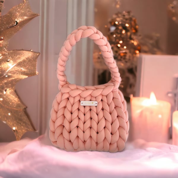 Sweet Lovely Light Pink Hand-Crocheted Handbag
