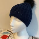 Ladies crochet beanie navy