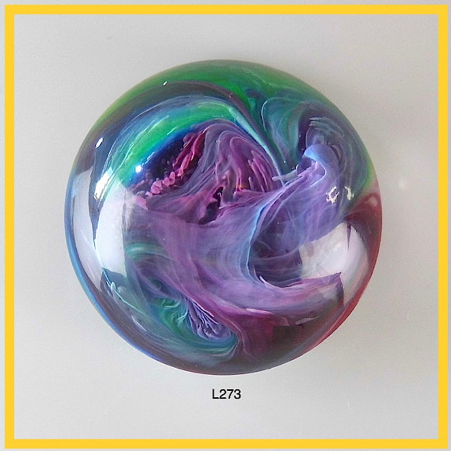 Large Round Purple Cabochon, Unique, hand made, Resin Jewelry,  L273