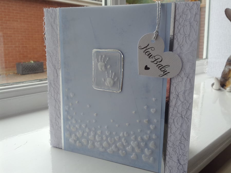 Tiny hands new baby boy card