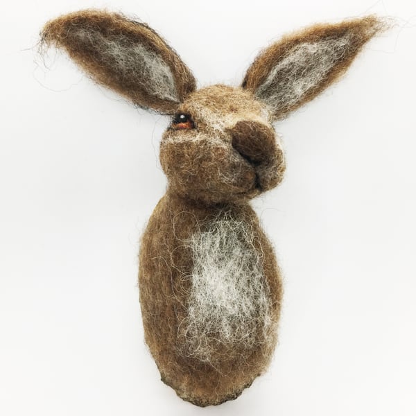 Needle Felted Hare Ornament - Faux taxidermy Trophy